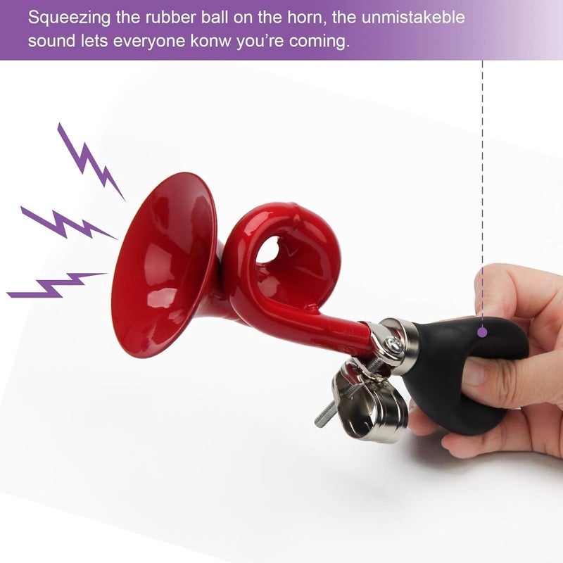 Coolrunner 2 Pack Bugle Horn, Retro Clown Horn, Kids Bike Horn, Classic Vintage Metal Twist Loudspeaker Siren Hooter Snail Air Horn for Vehicles Bicycles Golf Cart - Image 2